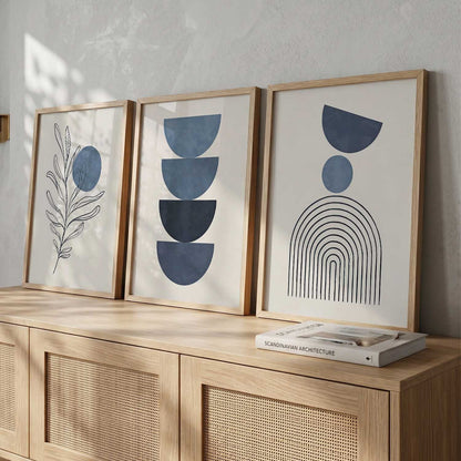 Blue Ivory Botanical Wall Art Set of 3 Framed Prints