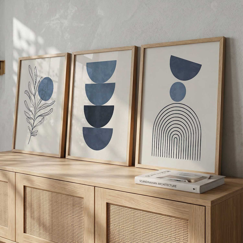 Blue Ivory Botanical Wall Art Set of 3 Framed Prints