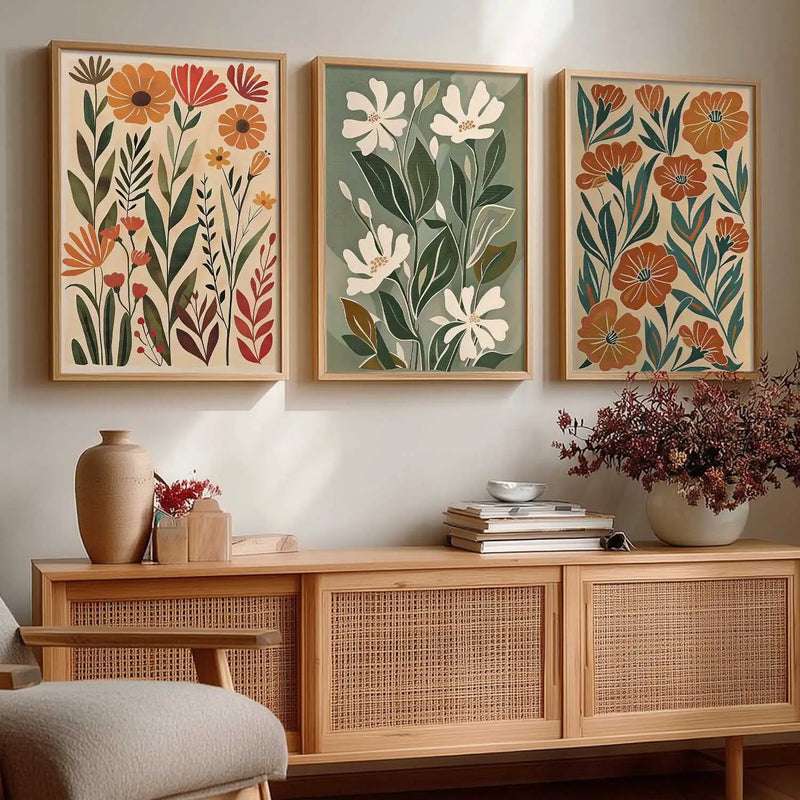 Botanical Framed Wall Art Prints | Set of 3 | Home Decor
