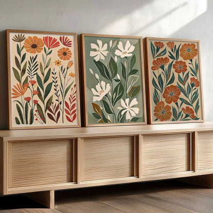 Botanical Framed Wall Art Prints | Set of 3 | Home Decor