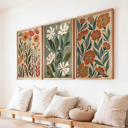 Botanical Framed Wall Art Prints | Set of 3 | Home Decor