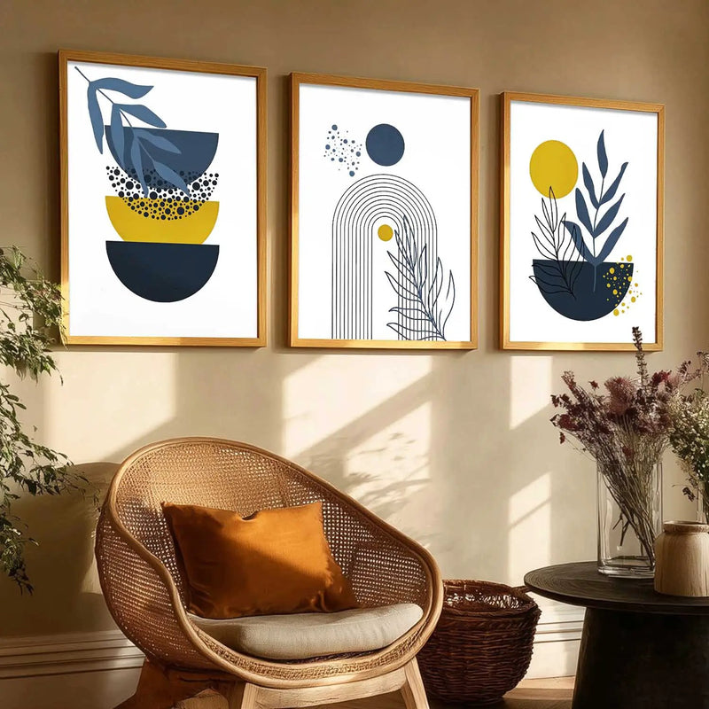 Boho Framed Wall Art Prints | Set of 3 | Home Decor