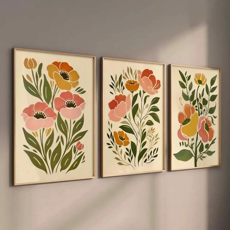 Botanical Framed Wall Art Prints | Set of 3 | Home Decor
