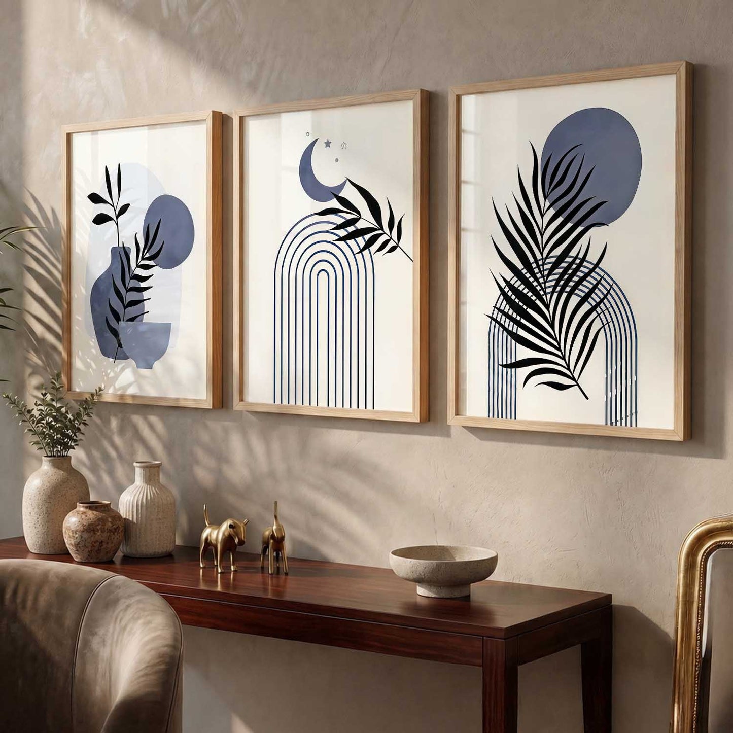 Botanical Modern Wall Art Set of 3 Framed Prints