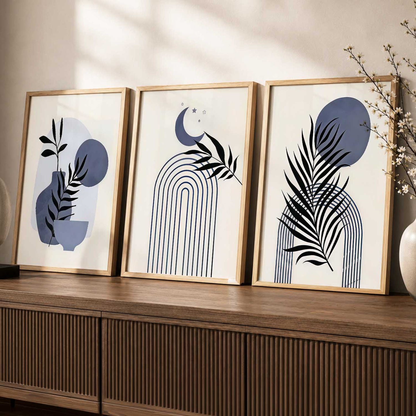 Botanical Modern Wall Art Set of 3 Framed Prints