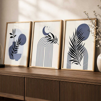 Botanical Modern Wall Art Set of 3 Framed Prints