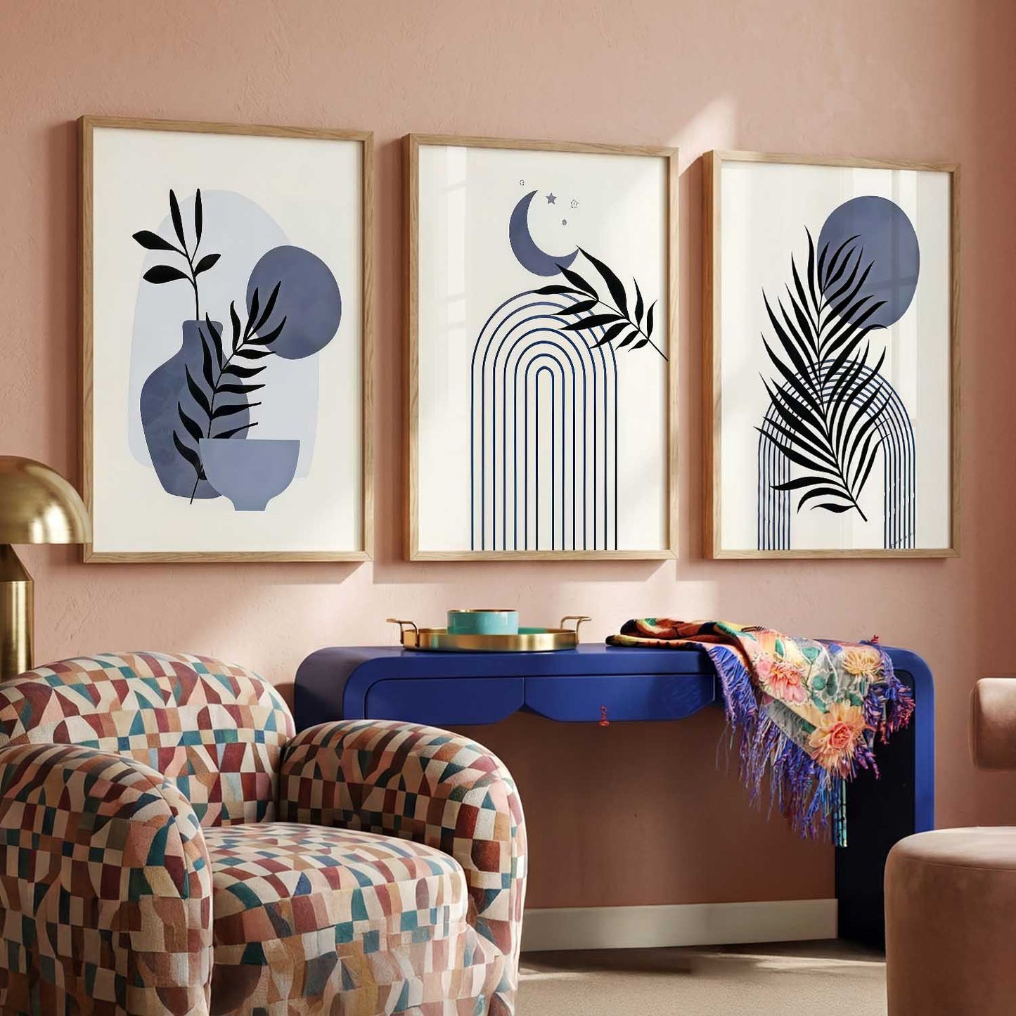 Botanical Modern Wall Art Set of 3 Framed Prints