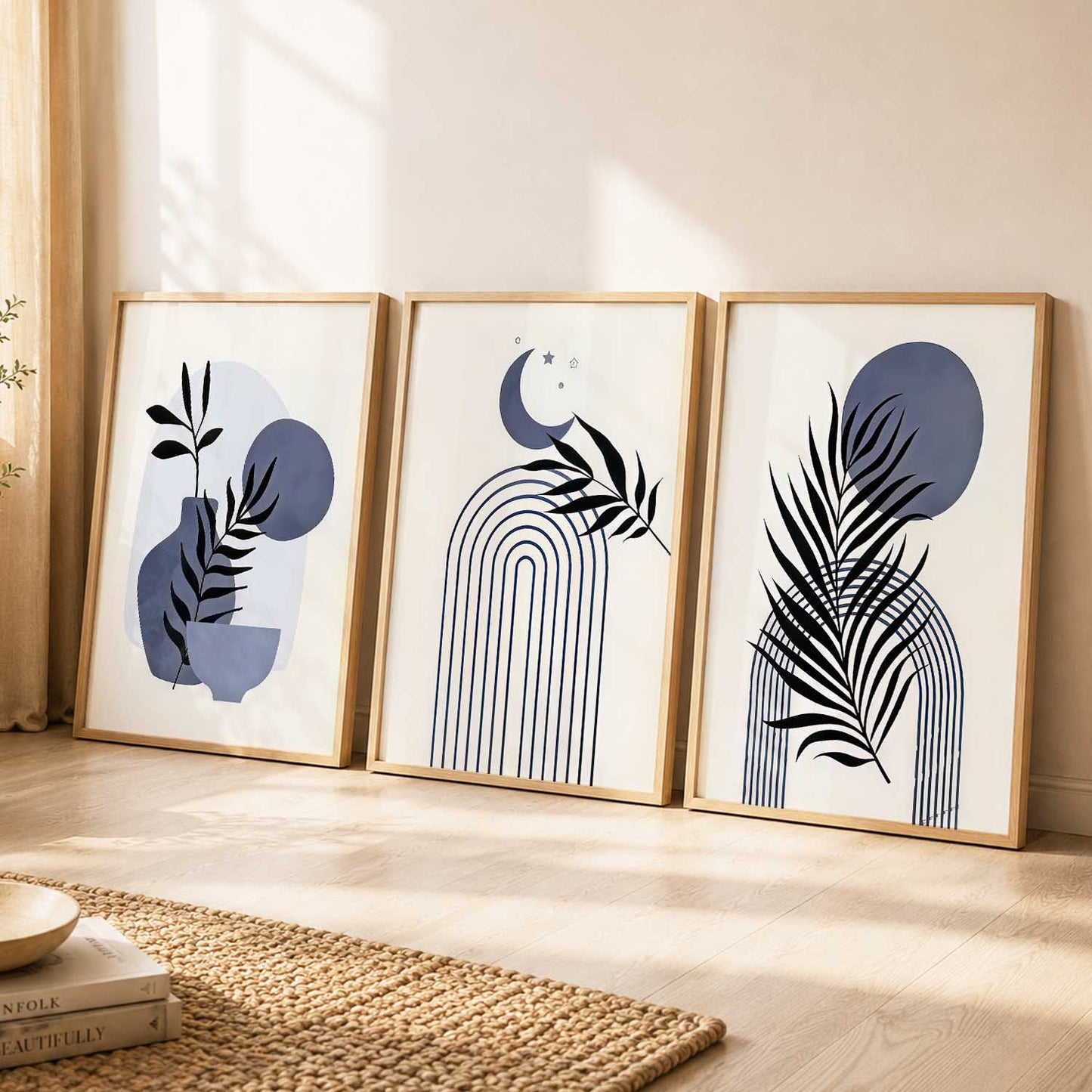Botanical Modern Wall Art Set of 3 Framed Prints
