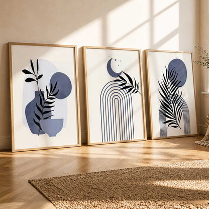 Botanical Modern Wall Art Set of 3 Framed Prints