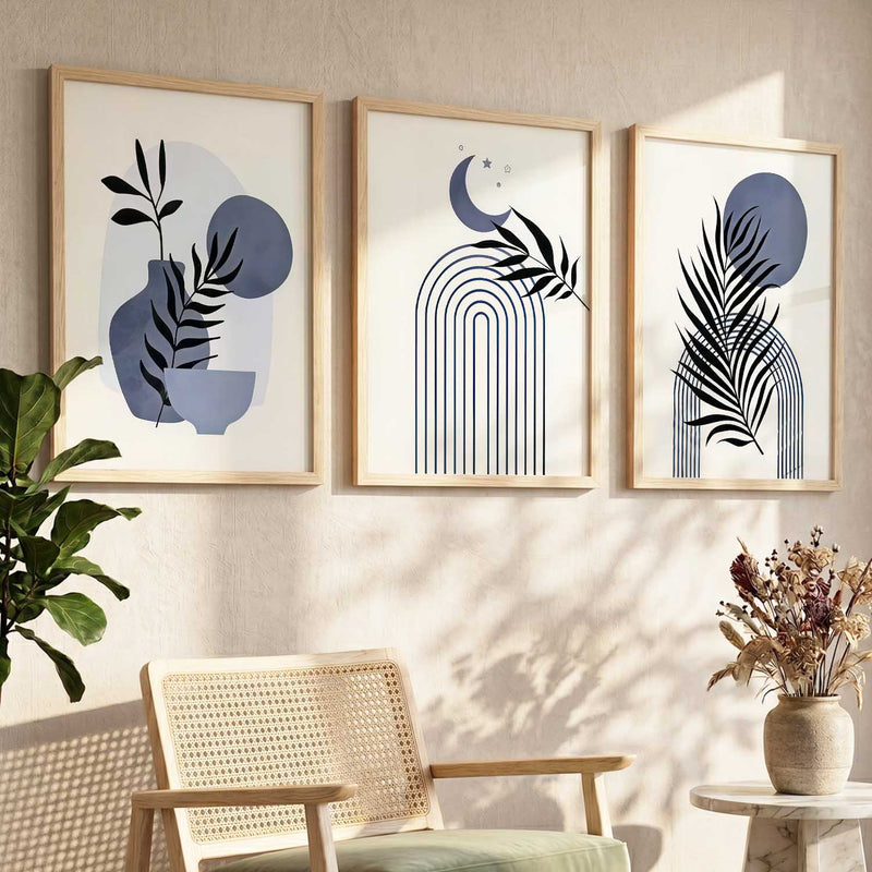 Botanical Modern Wall Art Set of 3 Framed Prints