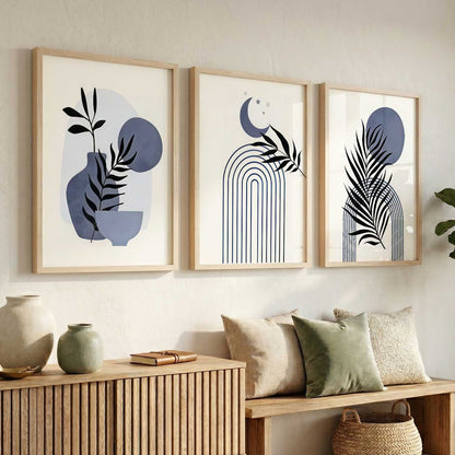 Botanical Modern Wall Art Set of 3 Framed Prints