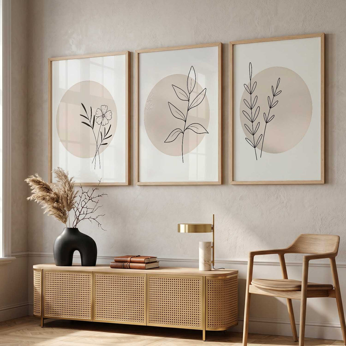Botanical Minimalist Wall Art Set of 3 Framed Prints