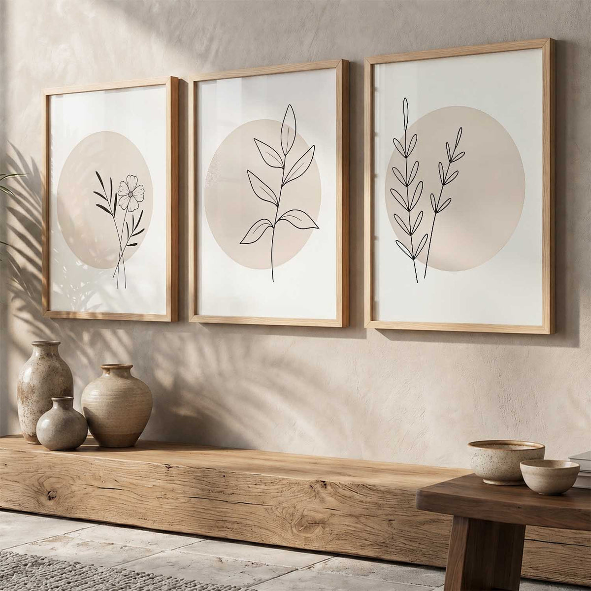 Botanical Minimalist Wall Art Set of 3 Framed Prints