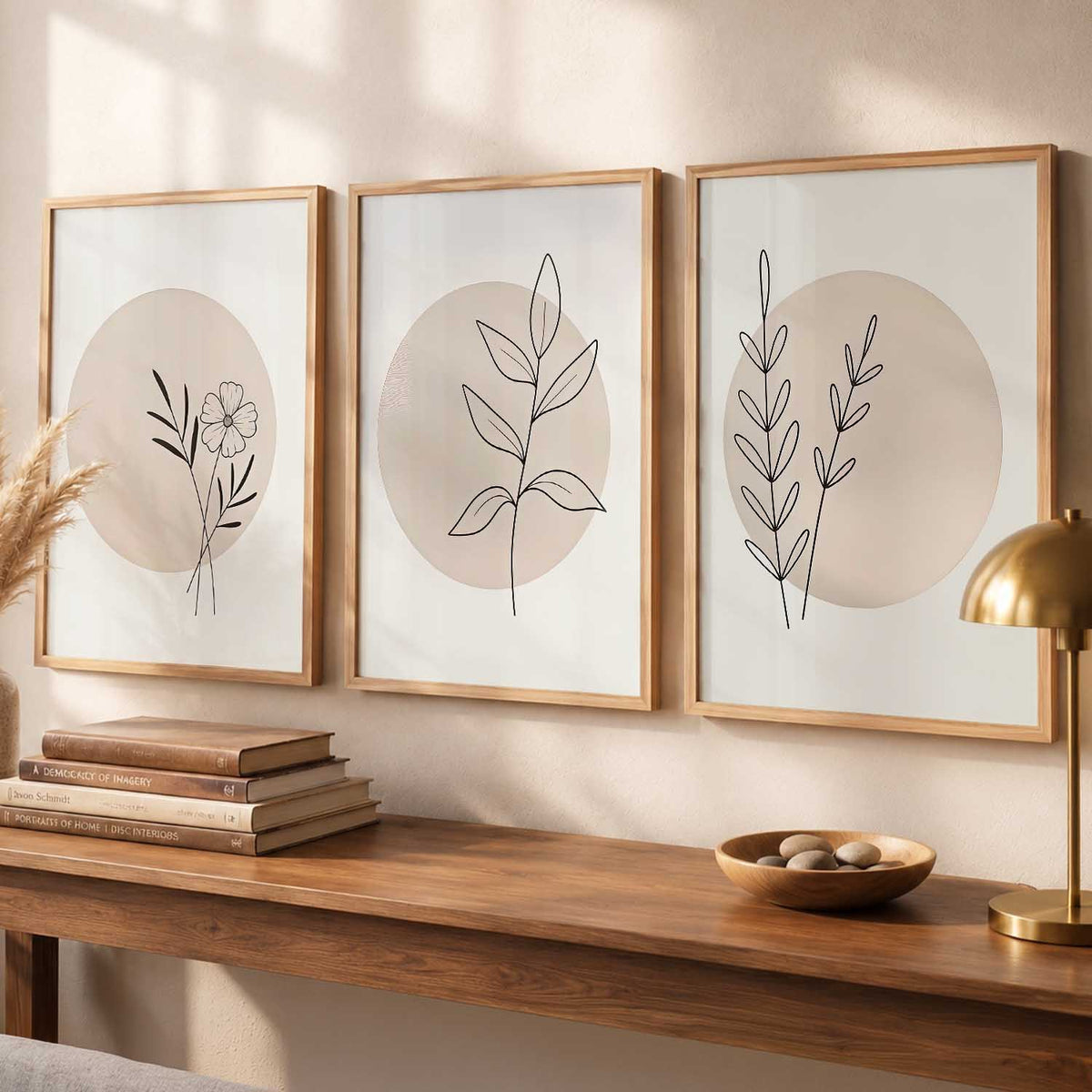 Botanical Minimalist Wall Art Set of 3 Framed Prints