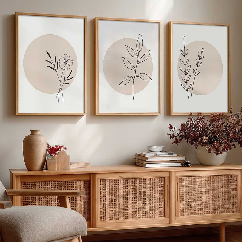 Boho Framed Wall Art Prints | Set of 3 | Home Decor