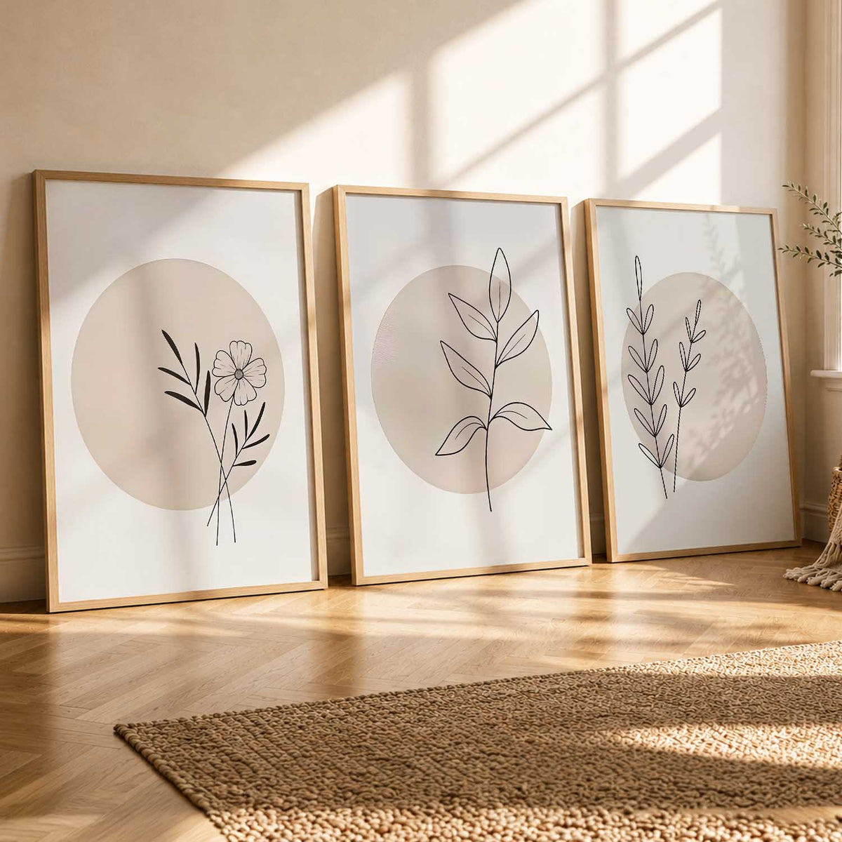 Botanical Minimalist Wall Art Set of 3 Framed Prints
