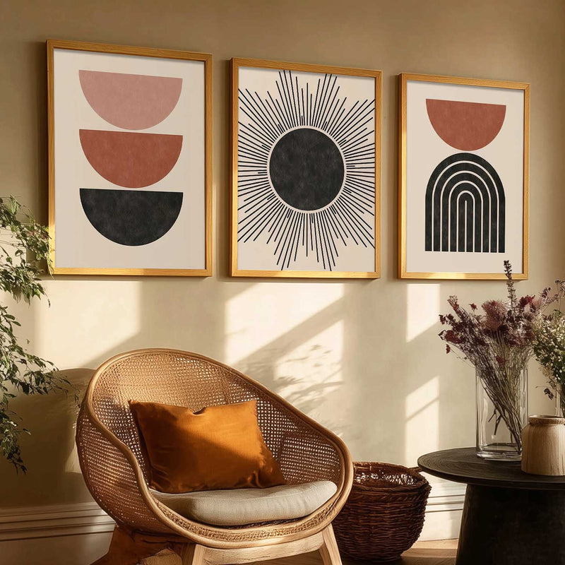 Boho Framed Wall Art Prints | Set of 3 | Home Decor