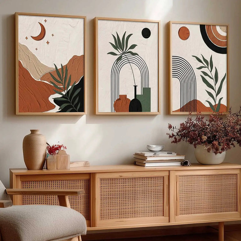 Boho Framed Wall Art Prints | Set of 3 | Home Decor