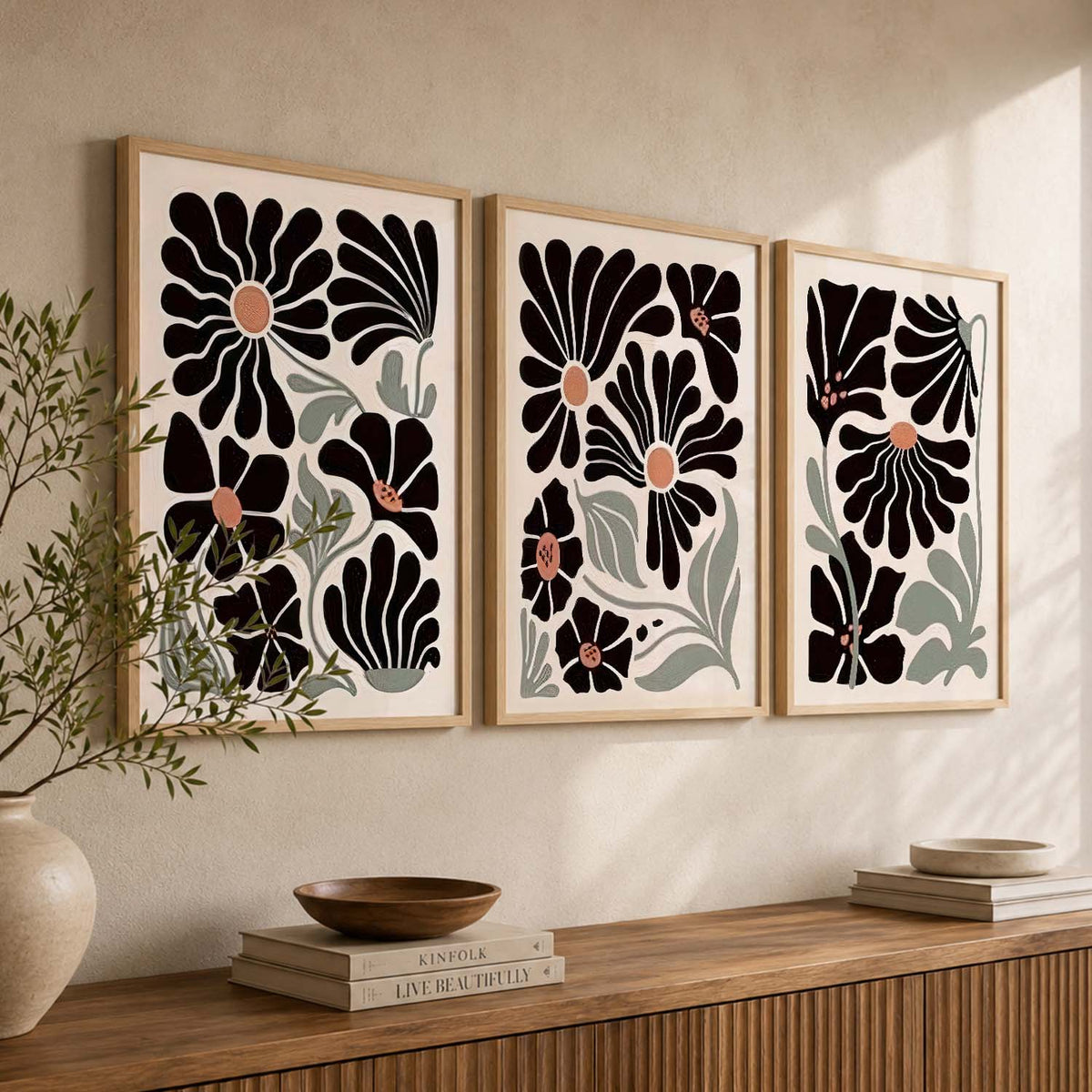 Botanical Framed Wall Art Prints | Set of 3 | Home Decor