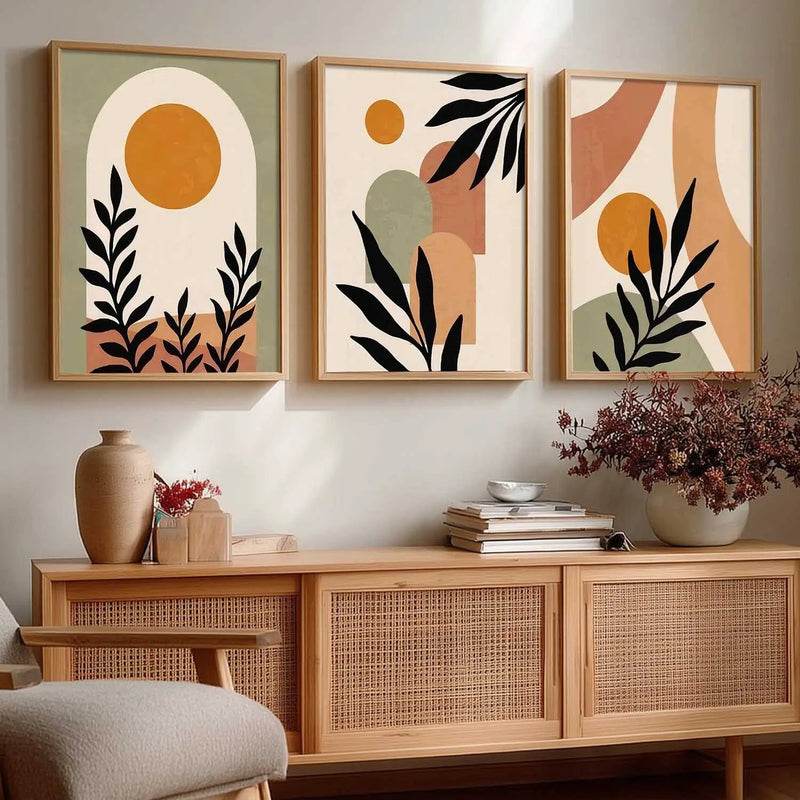 Boho Framed Wall Art Prints | Set of 3 | Home Decor