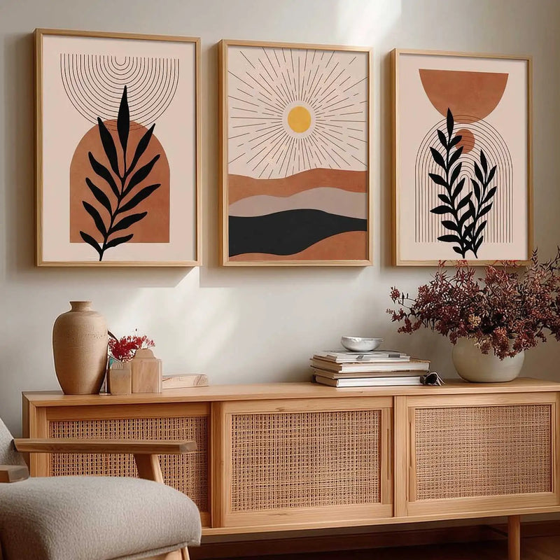 Boho Framed Wall Art Prints | Set of 3 | Home Decor
