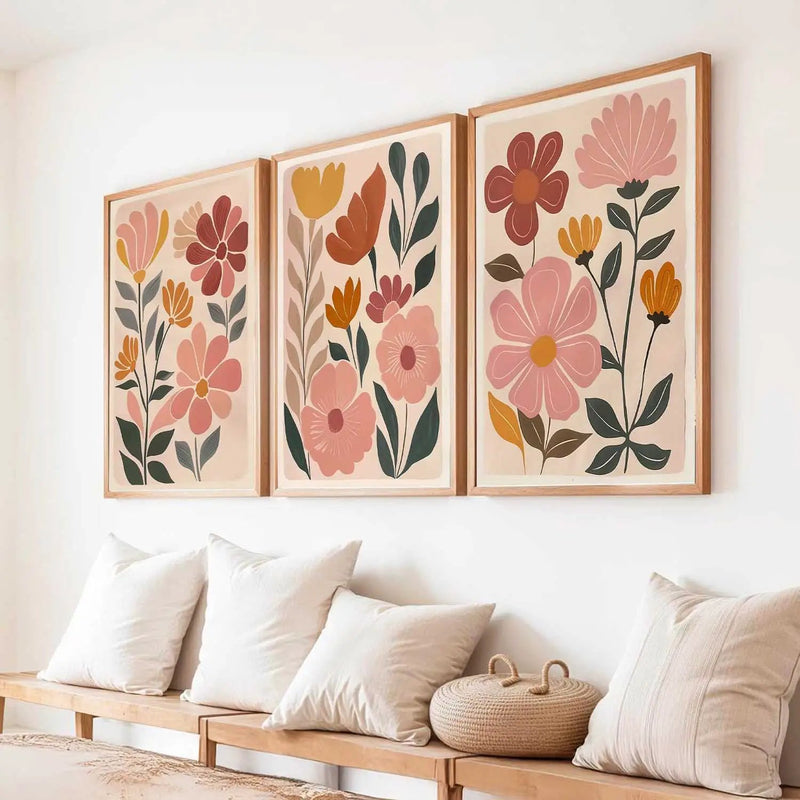Botanical Framed Wall Art Prints | Set of 3 | Home Decor