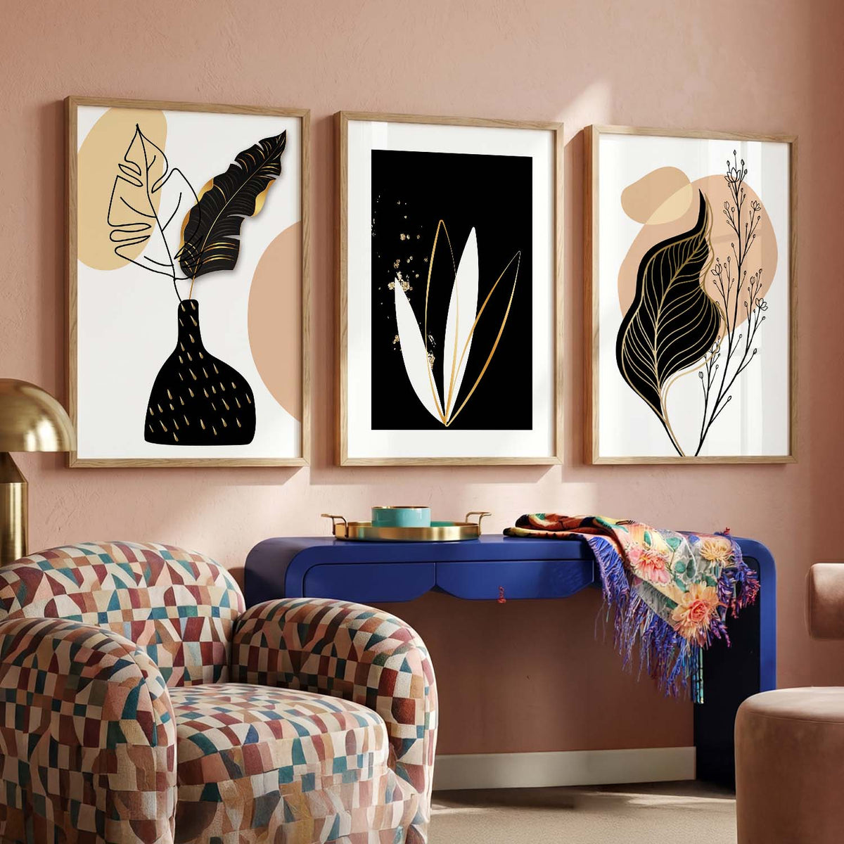 Nature Inspired Wall Prints / Posters with Frame, Set of 3