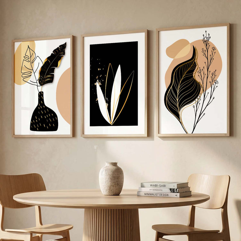 Nature Inspired Wall Prints / Posters with Frame, Set of 3