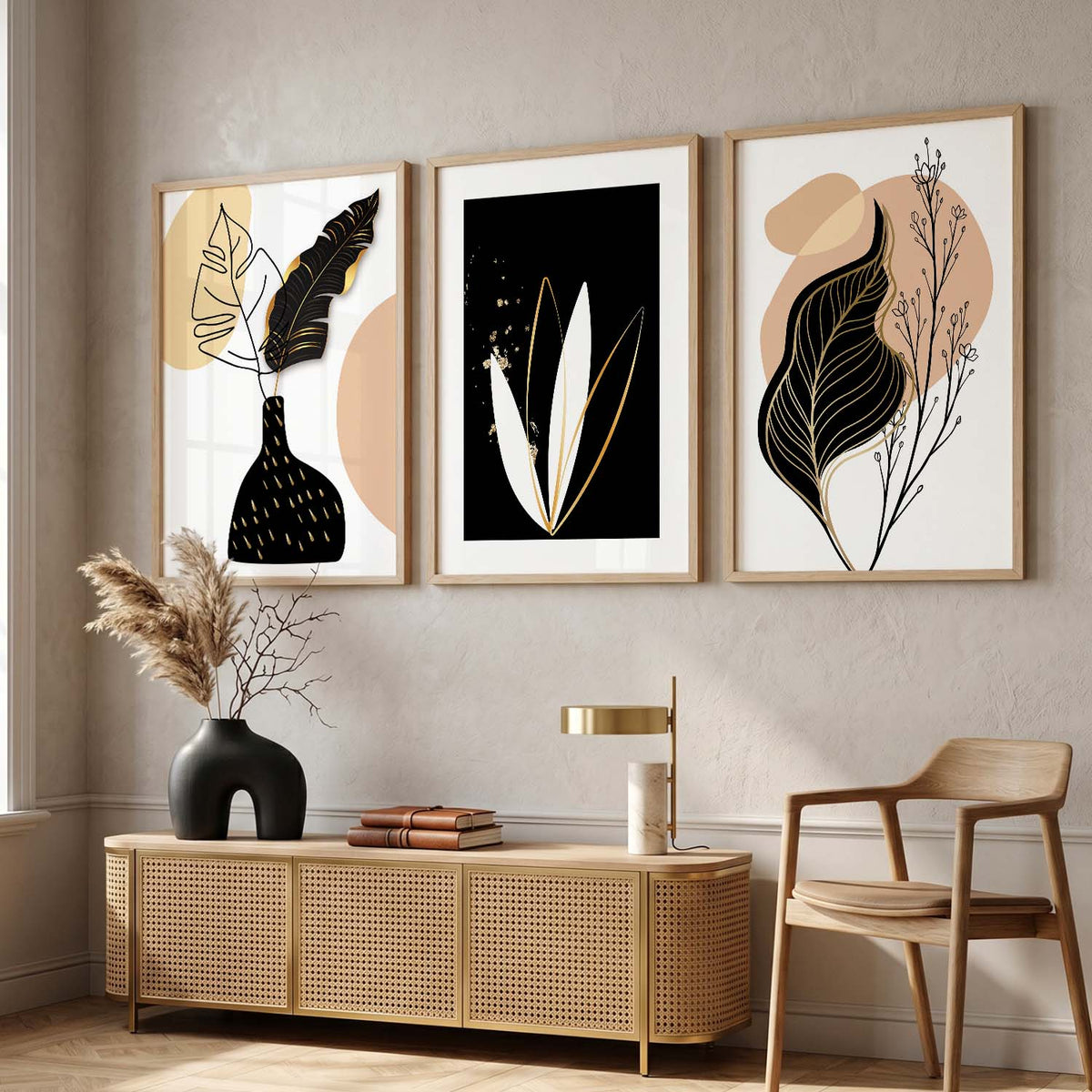 Nature Inspired Wall Prints / Posters with Frame, Set of 3