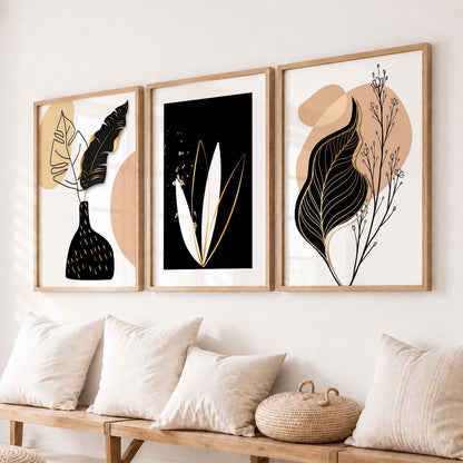 Nature Inspired Wall Prints / Posters with Frame, Set of 3
