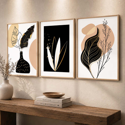 Nature Inspired Wall Prints / Posters with Frame, Set of 3
