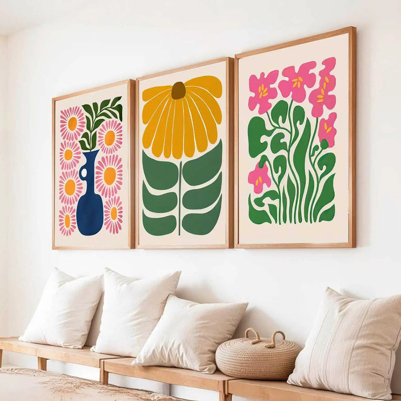 Boho Framed Wall Art Prints | Set of 3 | Home Decor