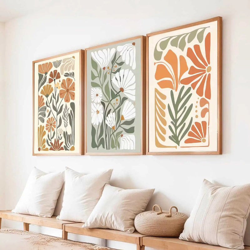 Boho Framed Wall Art Prints | Set of 3 | Home Decor