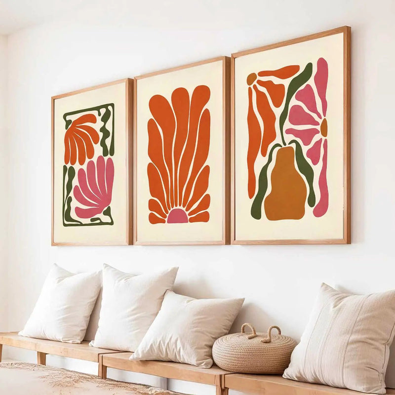 Boho Framed Wall Art Prints | Set of 3 | Home Decor