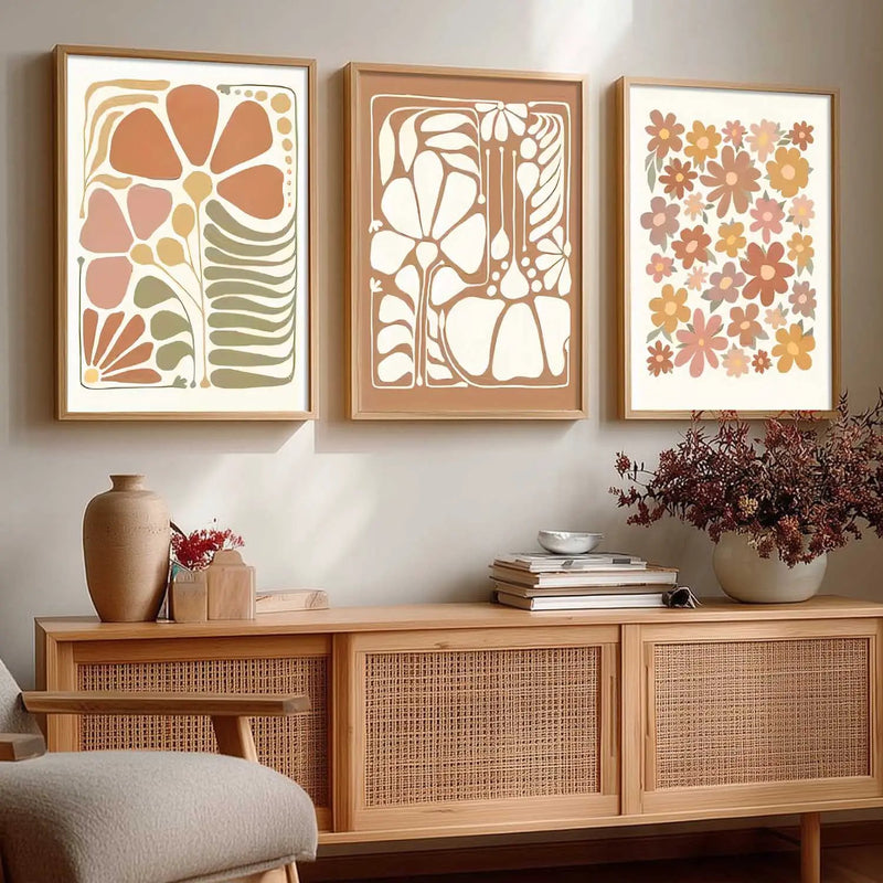 Boho Framed Wall Art Prints | Set of 3 | Home Decor