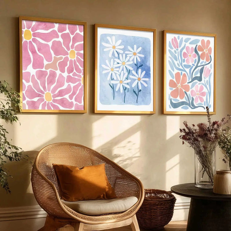 Boho Framed Wall Art Prints | Set of 3 | Home Decor