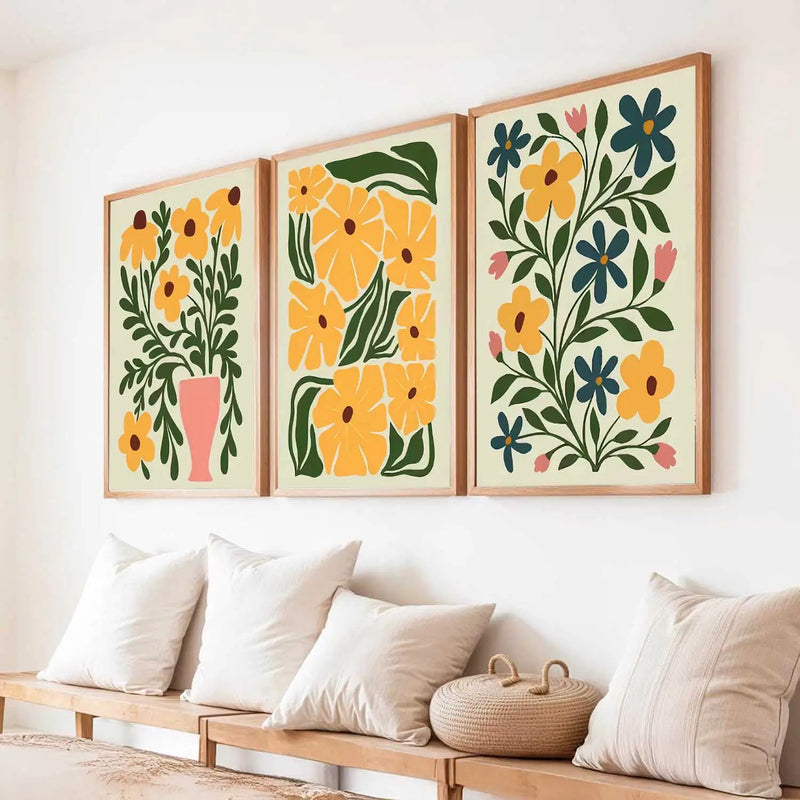 Boho Framed Wall Art Prints | Set of 3 | Home Decor