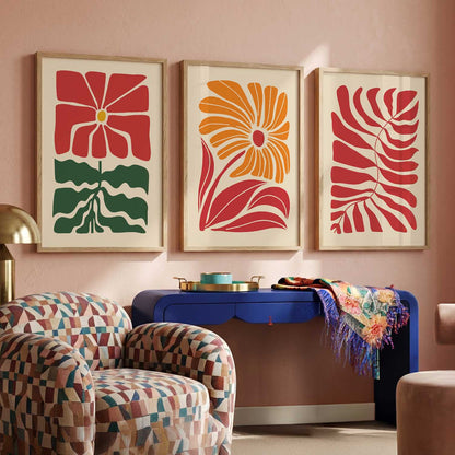 Botanical Bold Wall Art Set of 3 Framed Prints
