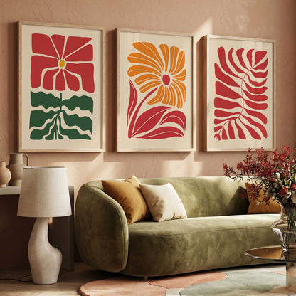 Botanical Bold Wall Art Set of 3 Framed Prints