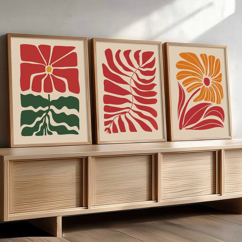 Boho Framed Wall Art Prints | Set of 3 | Home Decor