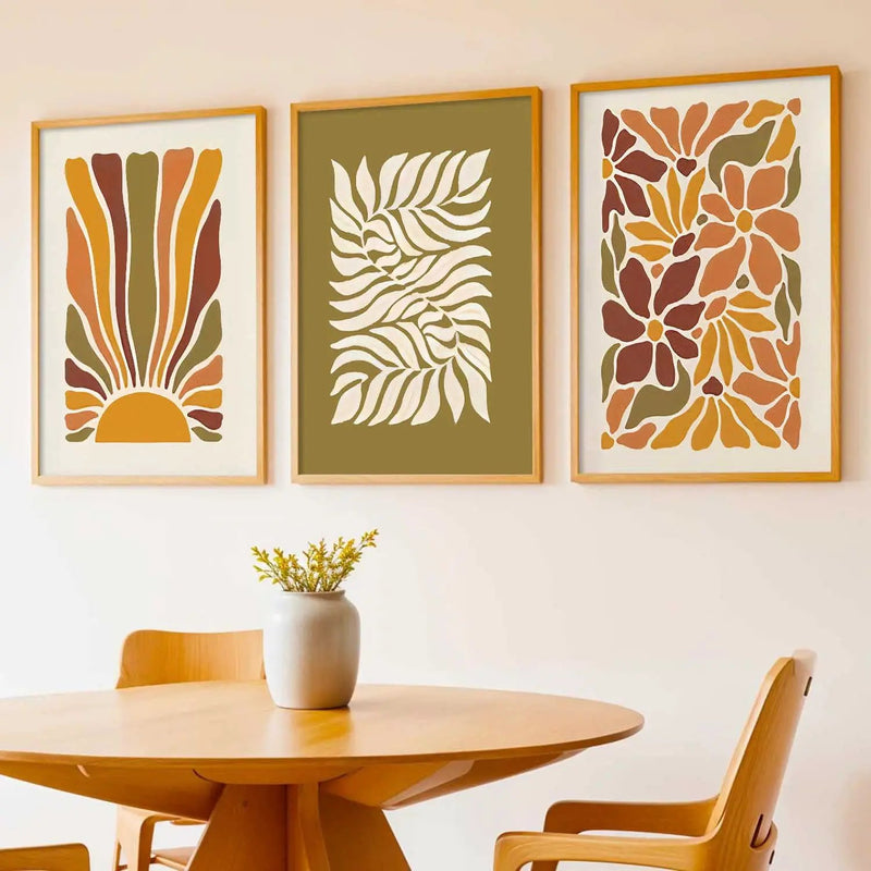 Boho Framed Wall Art Prints | Set of 3 | Home Decor