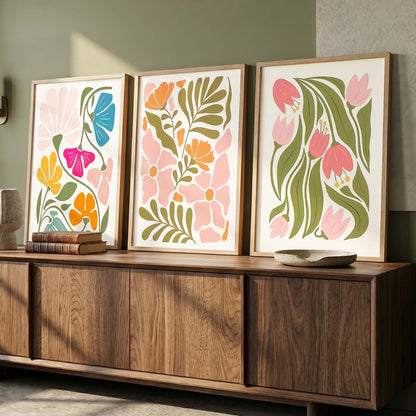 Floral Wall Art Set of 3 Framed Prints