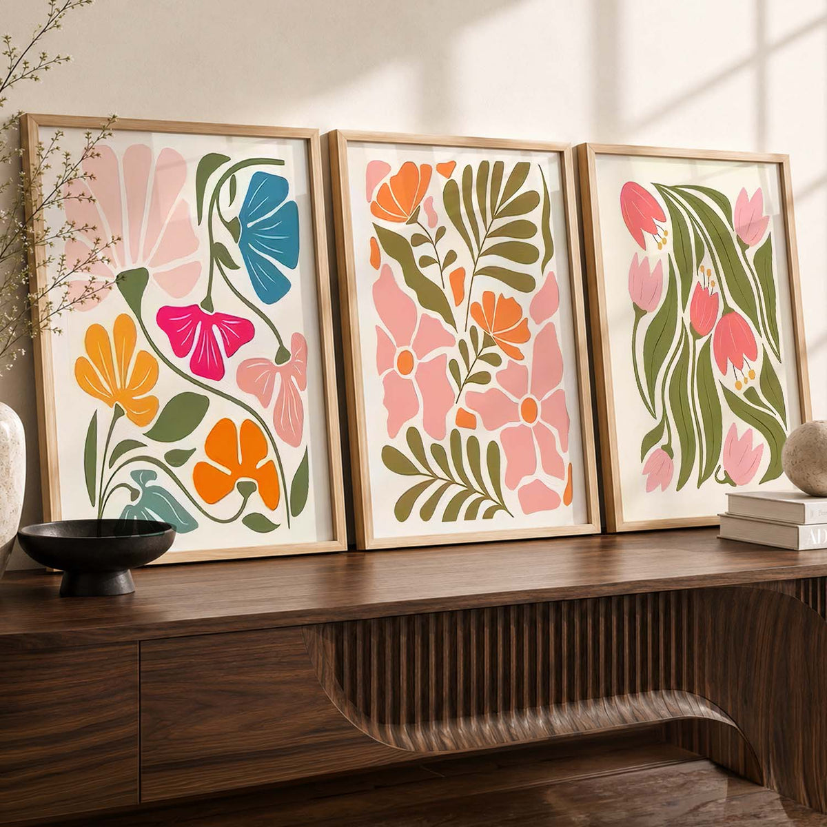 Floral Wall Art Set of 3 Framed Prints
