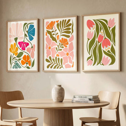 Floral Wall Art Set of 3 Framed Prints