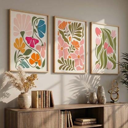 Floral Wall Art Set of 3 Framed Prints