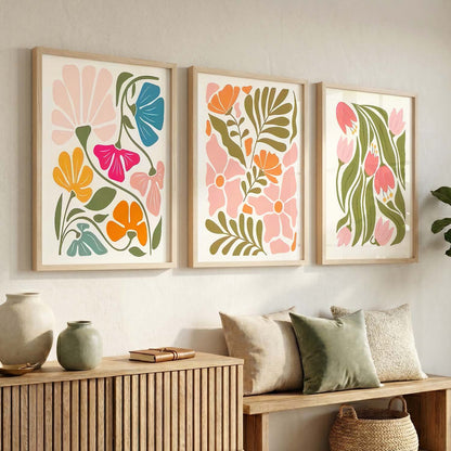 Floral Wall Art Set of 3 Framed Prints