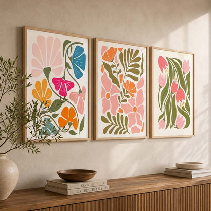 Floral Wall Art Set of 3 Framed Prints