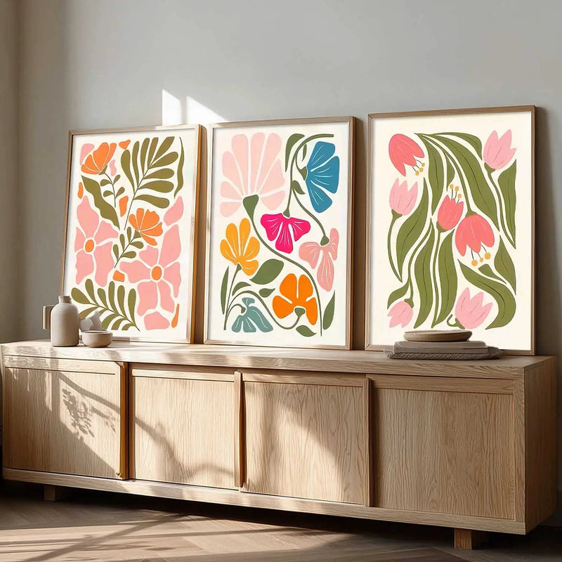 Boho Framed Wall Art Prints | Set of 3 | Home Decor