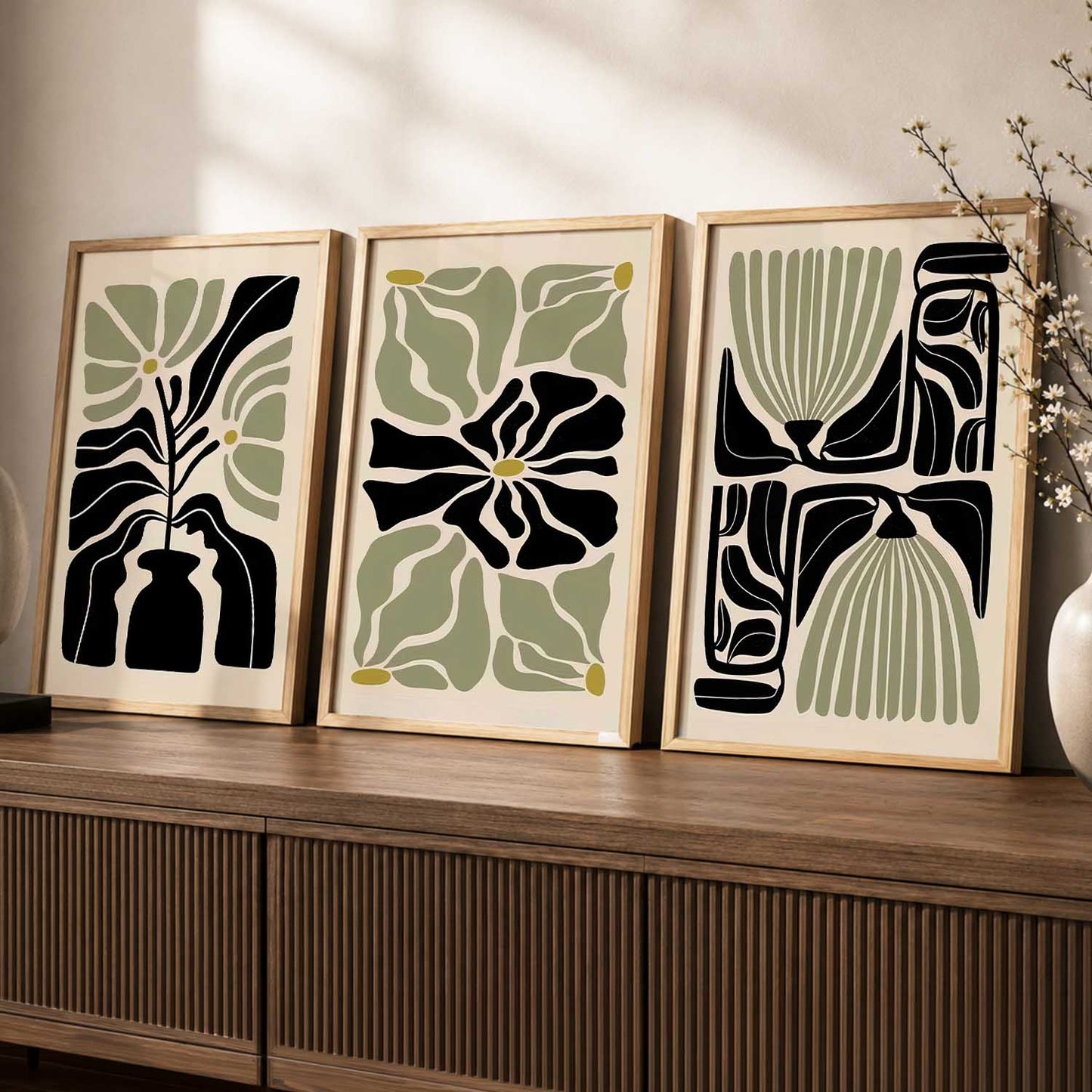 Botanical Soft Wall Art Set of 3 Framed Prints