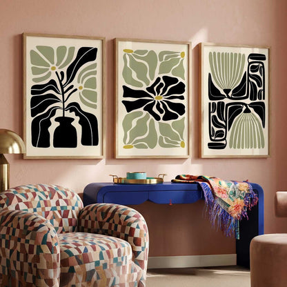 Botanical Soft Wall Art Set of 3 Framed Prints